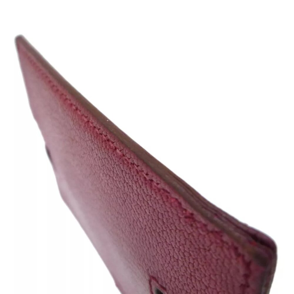 Authentic HERMES Rodrigue Card Holder C in Square Red Leather - Picture 11 of 12